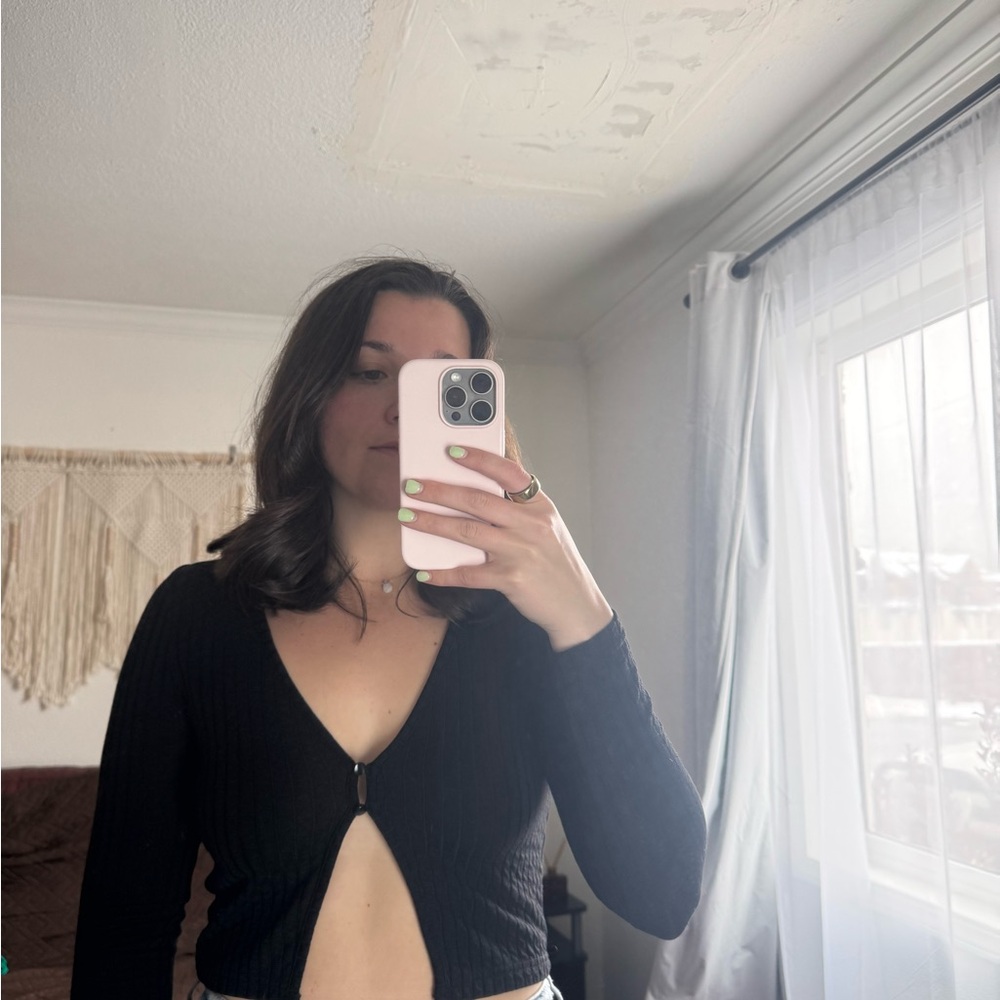 Black Ribbed Women's Top